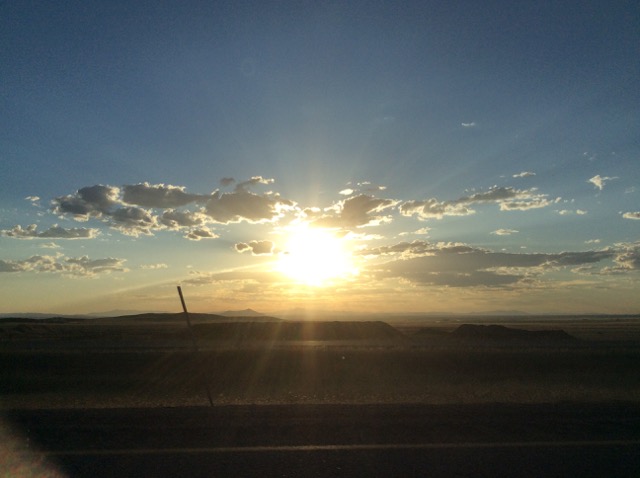 A photo of the sun setting in Utah